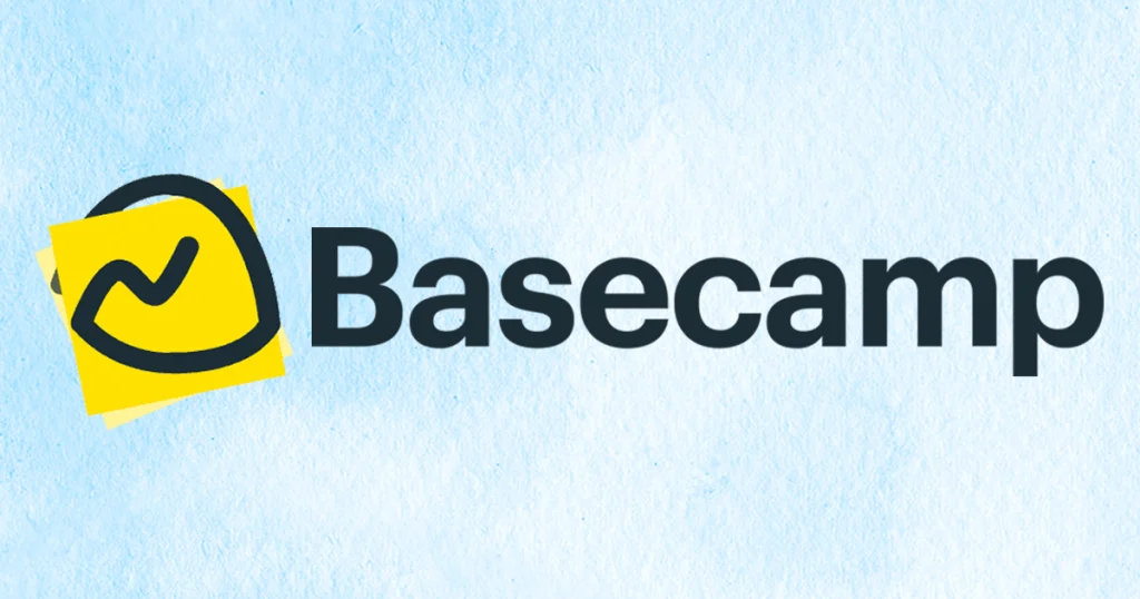 Basecamp icon and text with light blue background - blog image